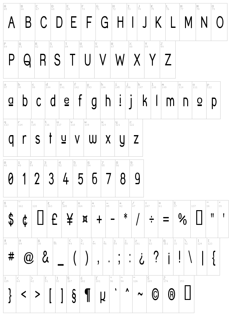 Street Corner font map